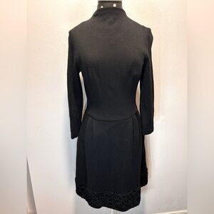 Vintage S Eisenberg Dress, Black with accented bottom fringe, Elegant